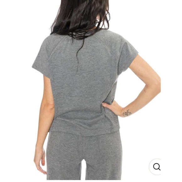 Bobi Split Hem Raglan Top in Light Grey - Picture 3 of 8